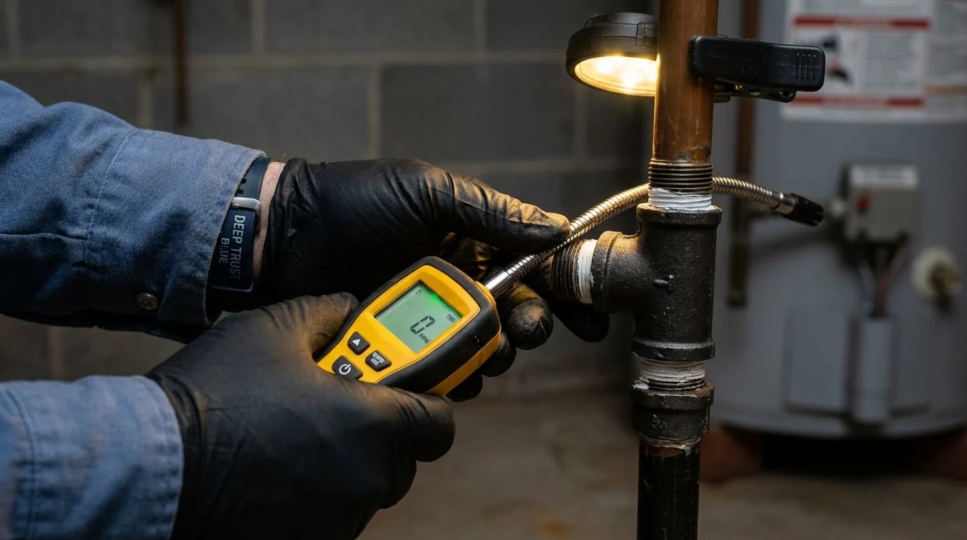 Gas leak detection with electronic sniffer by Johns Plumbing LLC in Burgettstown
