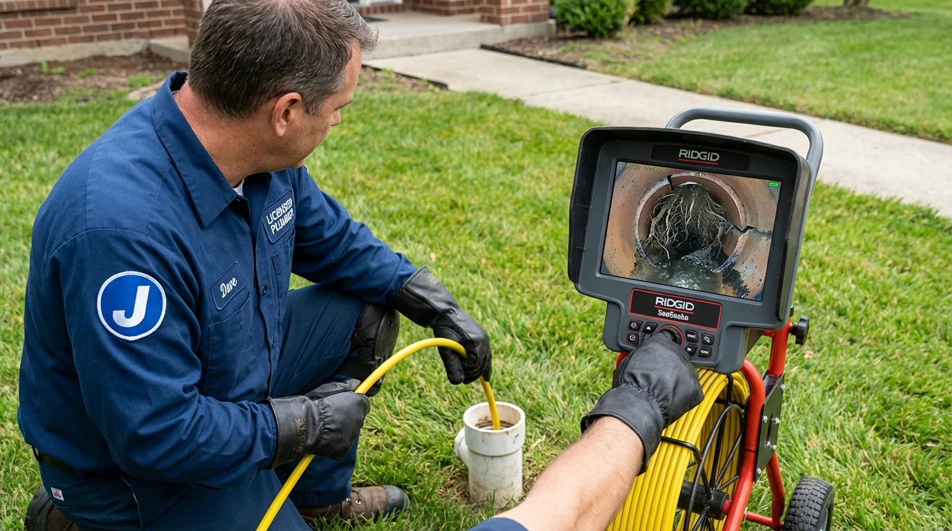 Sewer camera inspection being performed by Johns Plumbing LLC in Burgettstown